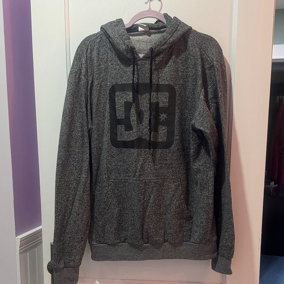 DC Heather Gray Hoodie with Iconic Logo - Picture 1 of 4